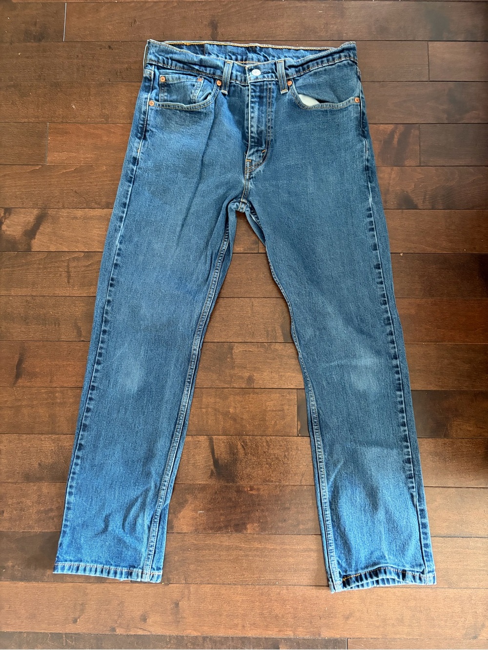 Levi's Men's Straight Jeans - Blue Denim - Picture 2 of 4